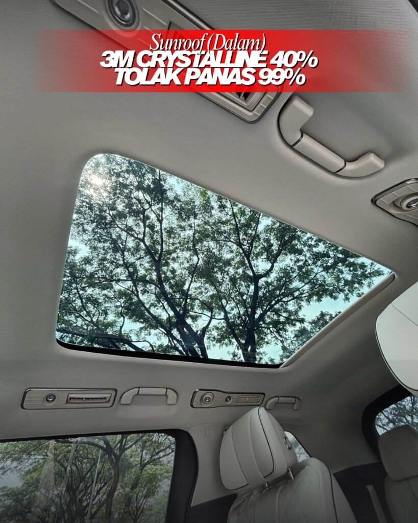 Tampak Dalam Sunroof Kaca Film 3M Crystalline 40