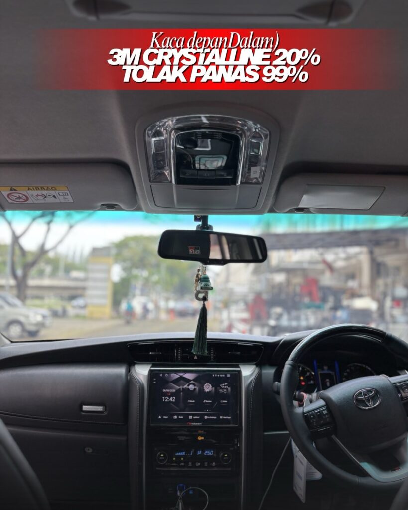 Kaca fim 3M Crystalline 20% di kaca depan toyota fortuner by kalatin dealer resmi kaca film 3m tangerang