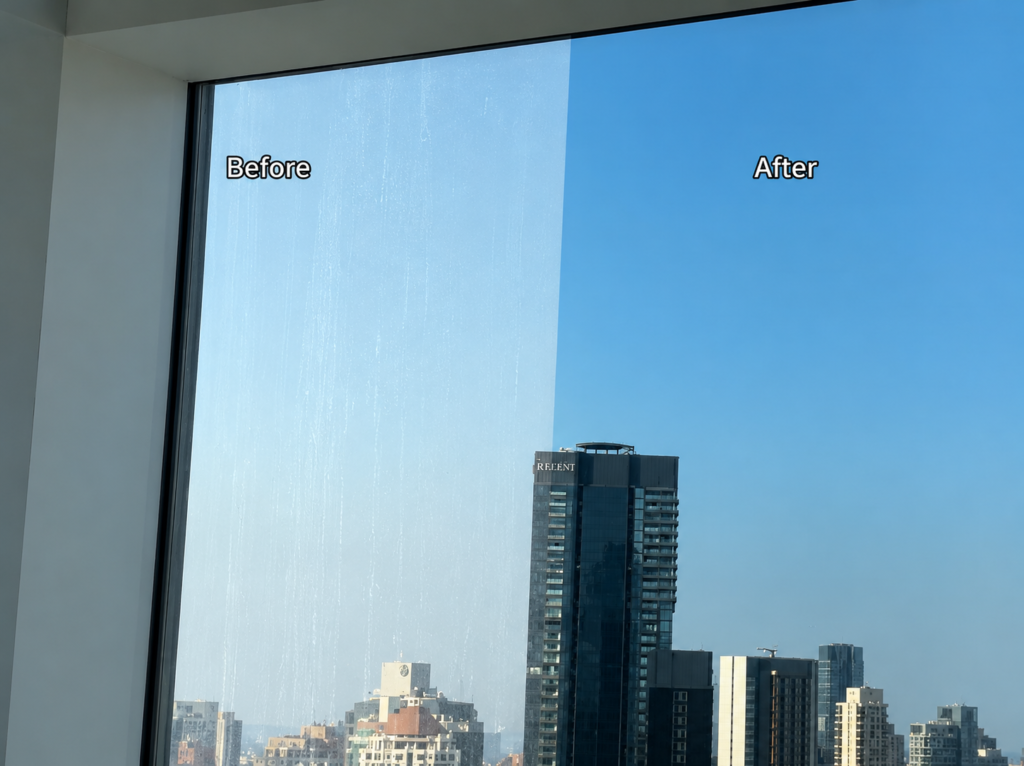 Before After Kaca Film Ilumi Nano 20% Residence Jakarta Pusat by Kalatin
