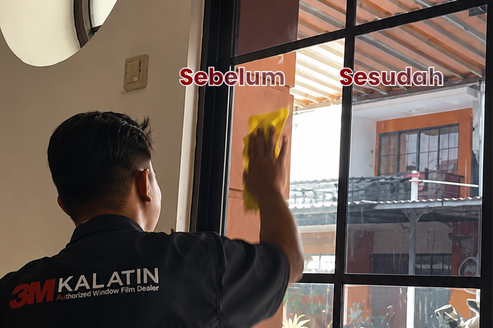 Before After Pemasangan Kaca Film One Way untuk Rumah